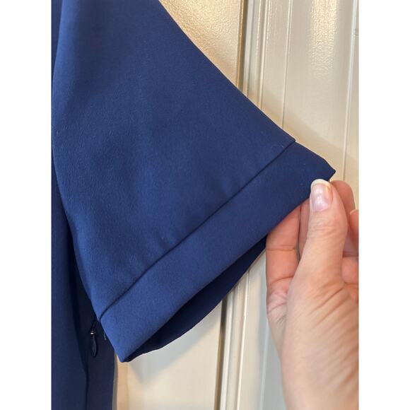 Iris & Ink Navy V-Neck Shift Dress Size 12 Work Office Career Dress - Picture 8 of 13